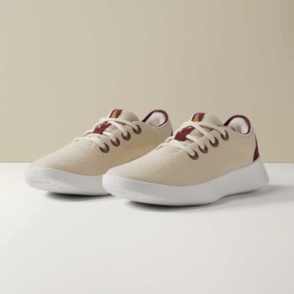 Allbirds Wool Runner 2 in Cream and Burgundy Colorway NEW IN BOX